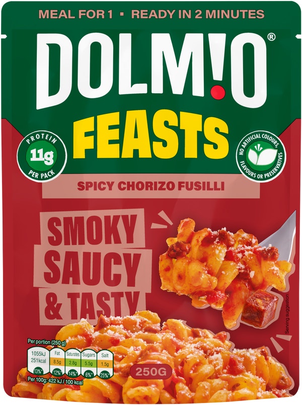 Dolmio Feasts Spicy Chorizo Fusilli Pasta Ready Meal 250g