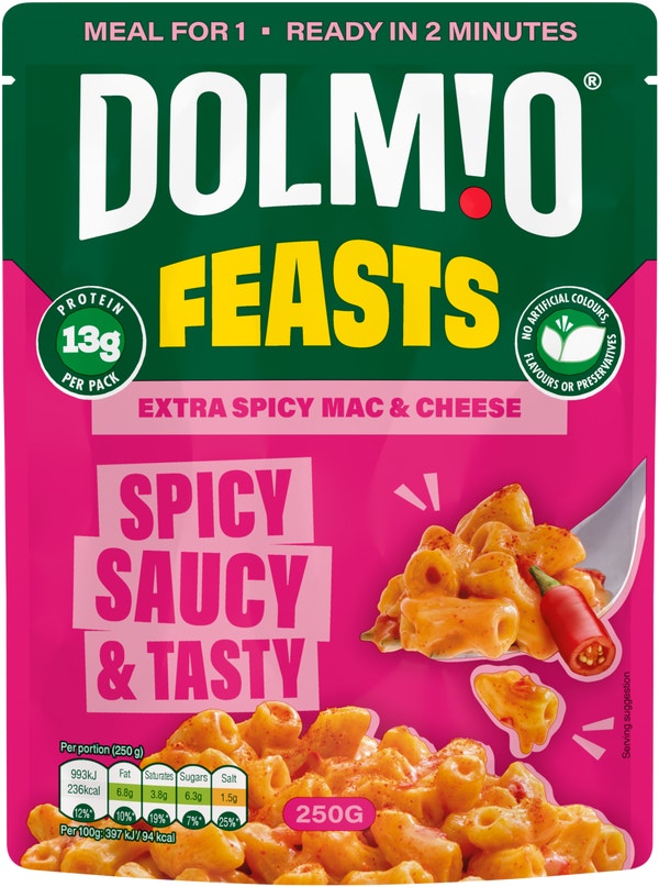 Dolmio Feasts Spicy Mac & Cheese Pasta Ready Meal 250g