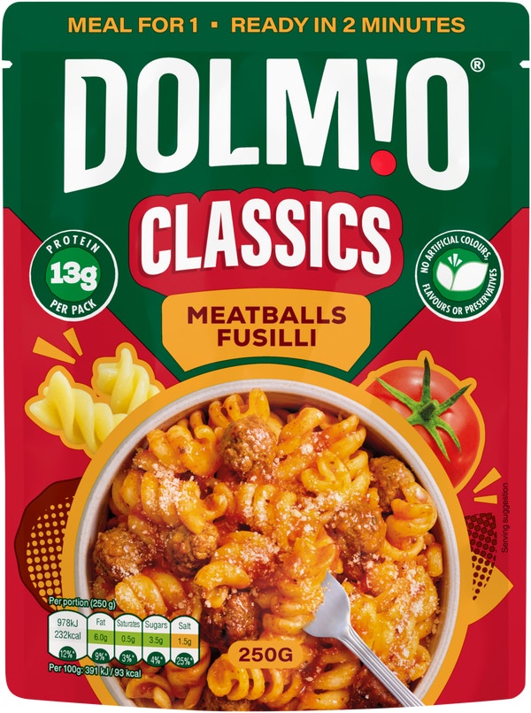 Dolmio Classics Meatballs Fusilli Pasta Ready Meal 250g