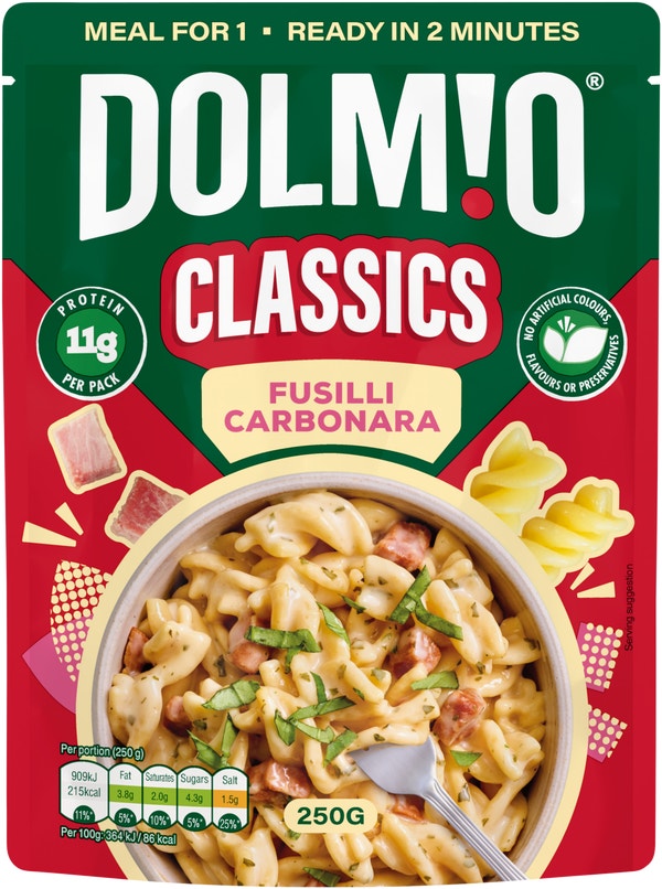 Dolmio Classics Carbonara Fusilli Pasta Ready Meal 250g